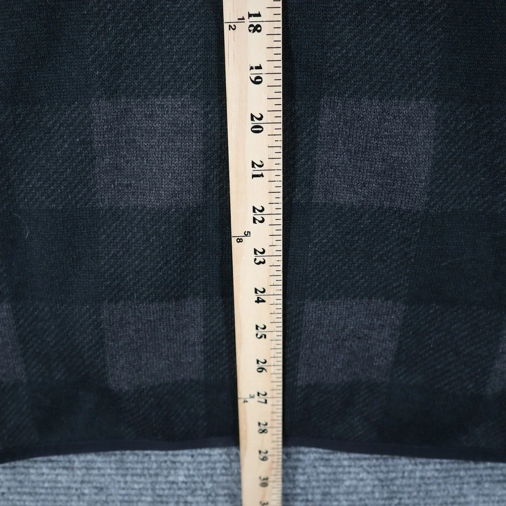 Columbia Buffalo Plaid Fleece Pullover Mens L Quarter Zip Grey Black Outdoor